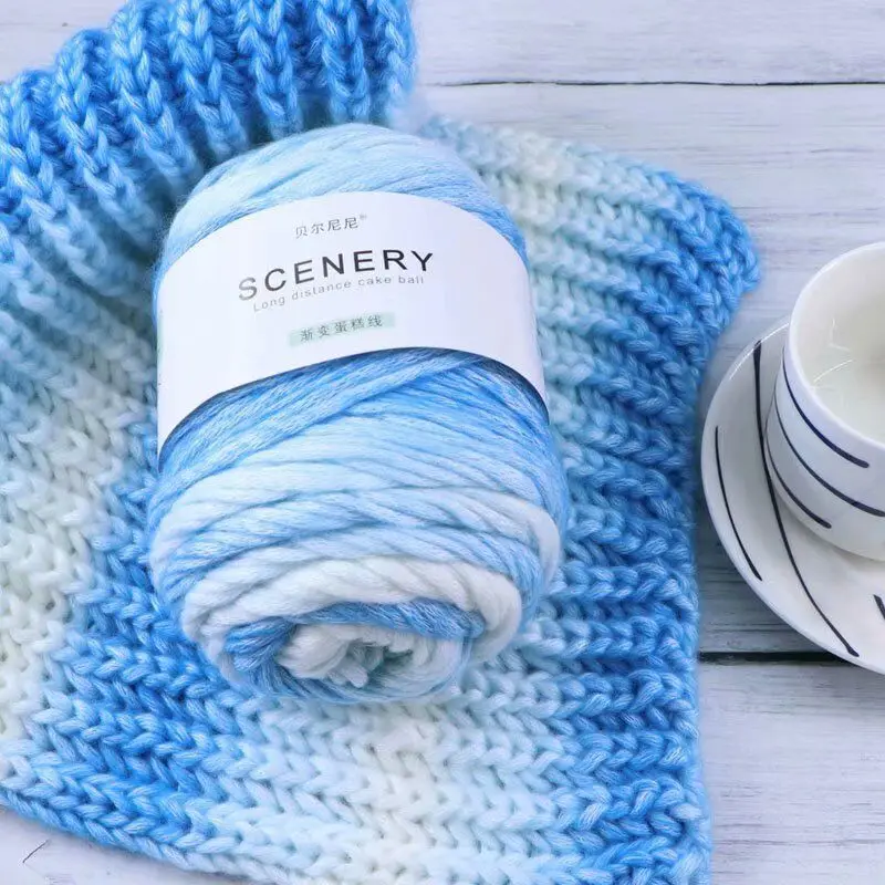 

100g wholesale soft crochet milk cotton acrylic blended hand knitting cake gradient yarn wool