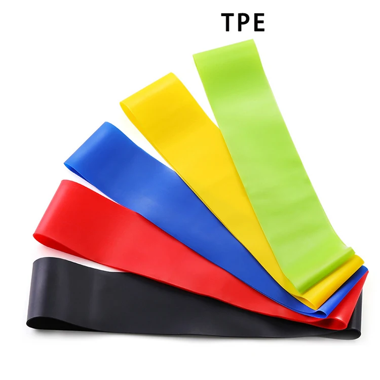 

Wholesale 5pcs Elastic Ejercicio Bandas De Resistencia TPE Exercise Fitness Resistance Loop Bands Set For Home Workout, Red+yellow+blue+black+green