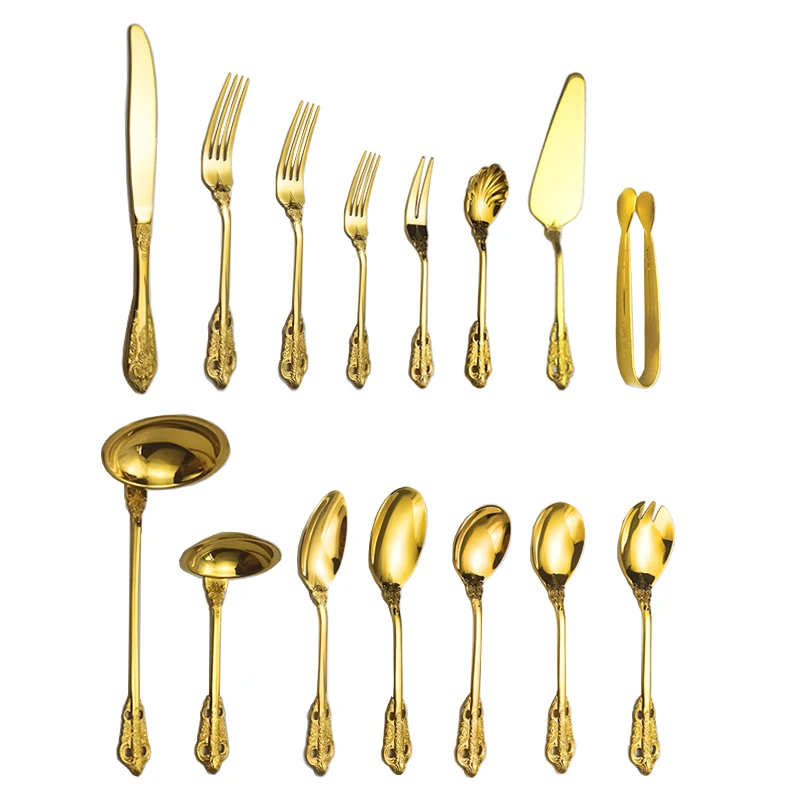 

Highest Quality Luxury Stainless Steel 304 Cutlery Set Food Grade Spoon Fork Gold Flatware Sets