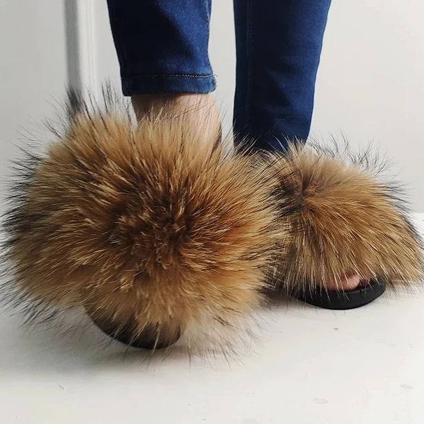 

Excellent Quality Wide Varieties Wholesale Fur Slides Fox Slippers Slides, Customized color