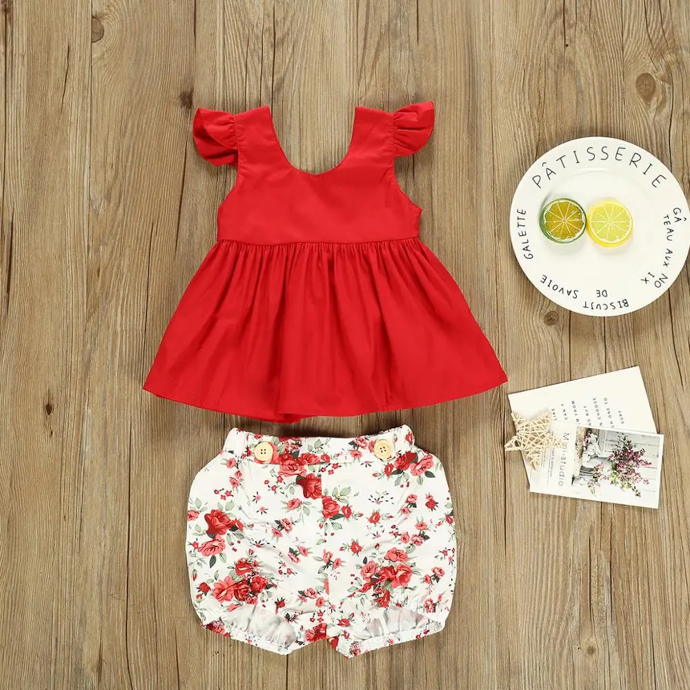 

B52919A Summer fashion Europe style little girls lovely floral shorts set, Shown