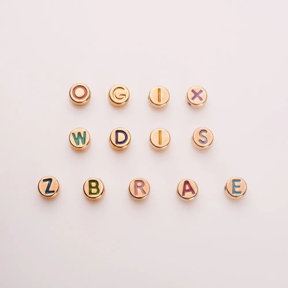 

Fashionable simple Colorful enamel alphabet beads letter bracelet