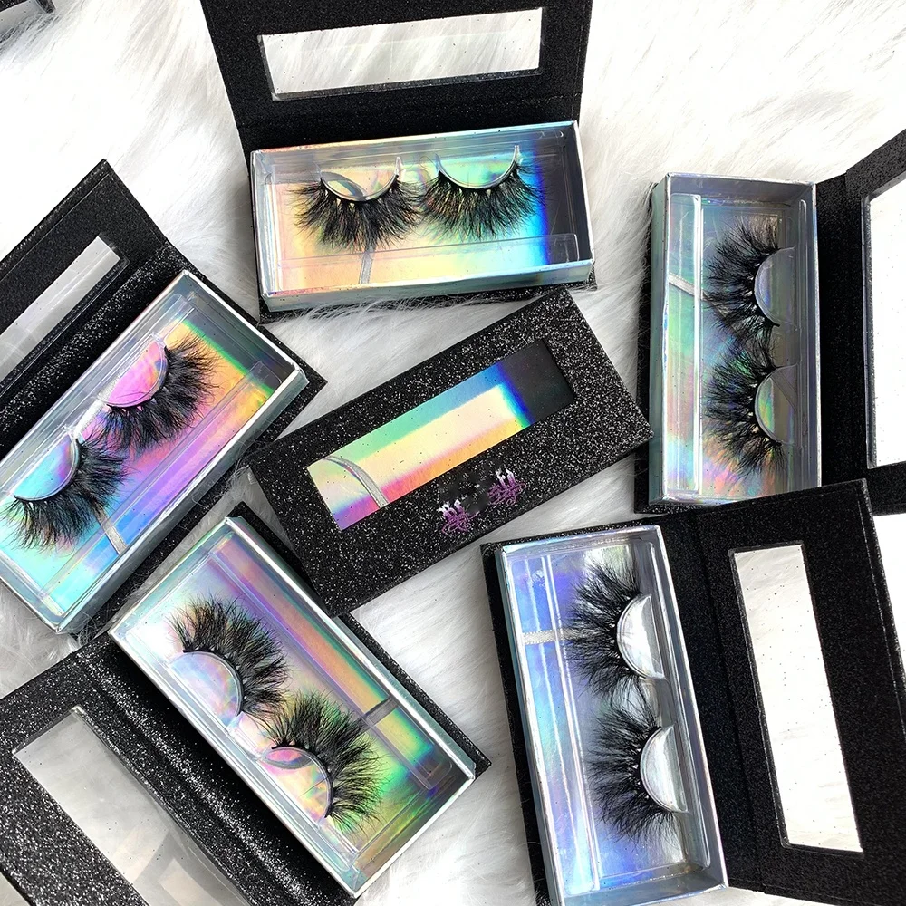 

lashes5d bulk 25mm fluffy 3d mink eyelashes make your own logo with box wholesale vendor, Black