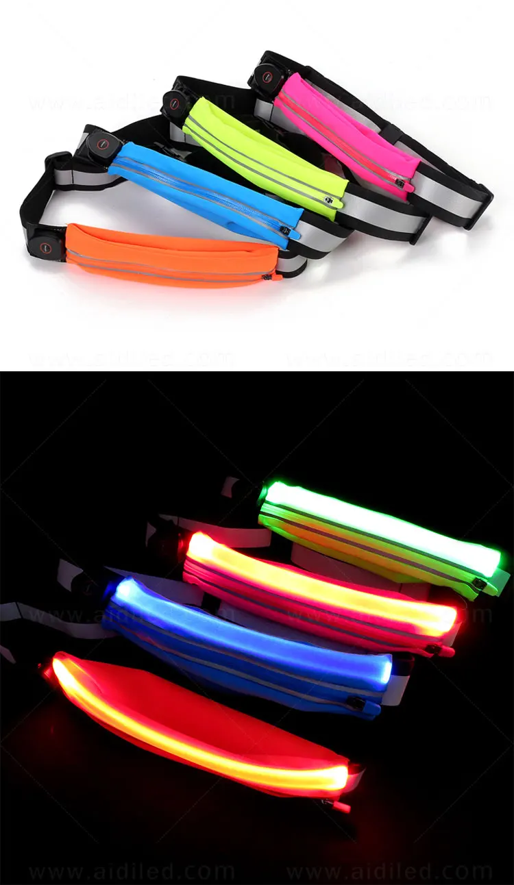 Water Resistant Led Fanny Pack USB Rechargeable Led Waist Bag with led Light Night Sport Luminous Running Fanny Pack