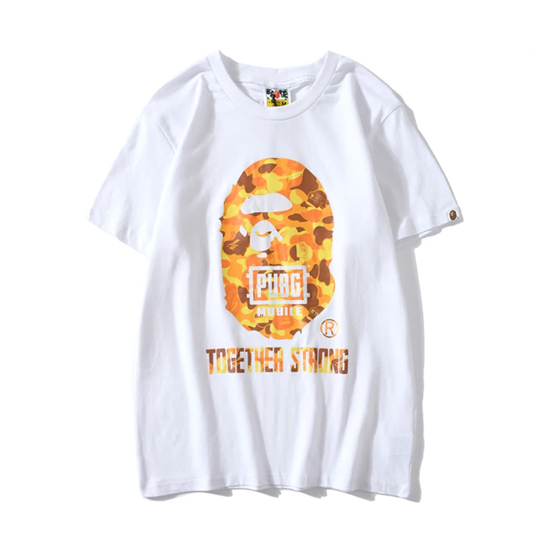 

New wholesale custom BAPEPUBG joint money desperately eat chicken loose short-sleeved t-shirts 100% cotton men and women