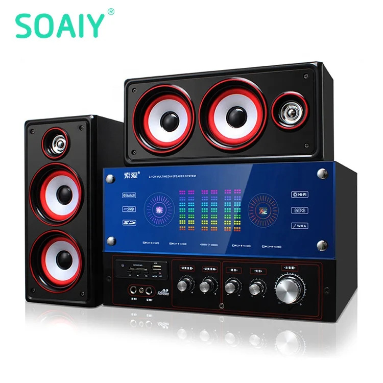 

SOAIY SA-335 FM USB AUX SD multimedia theaters speakers audio surround karoke 2.1 sound system home theater speaker karaoke