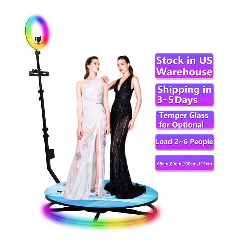 

Drop shipping video camera 360 degree photo booth wireless automatic rotating selfie wedding business live stream photobooth