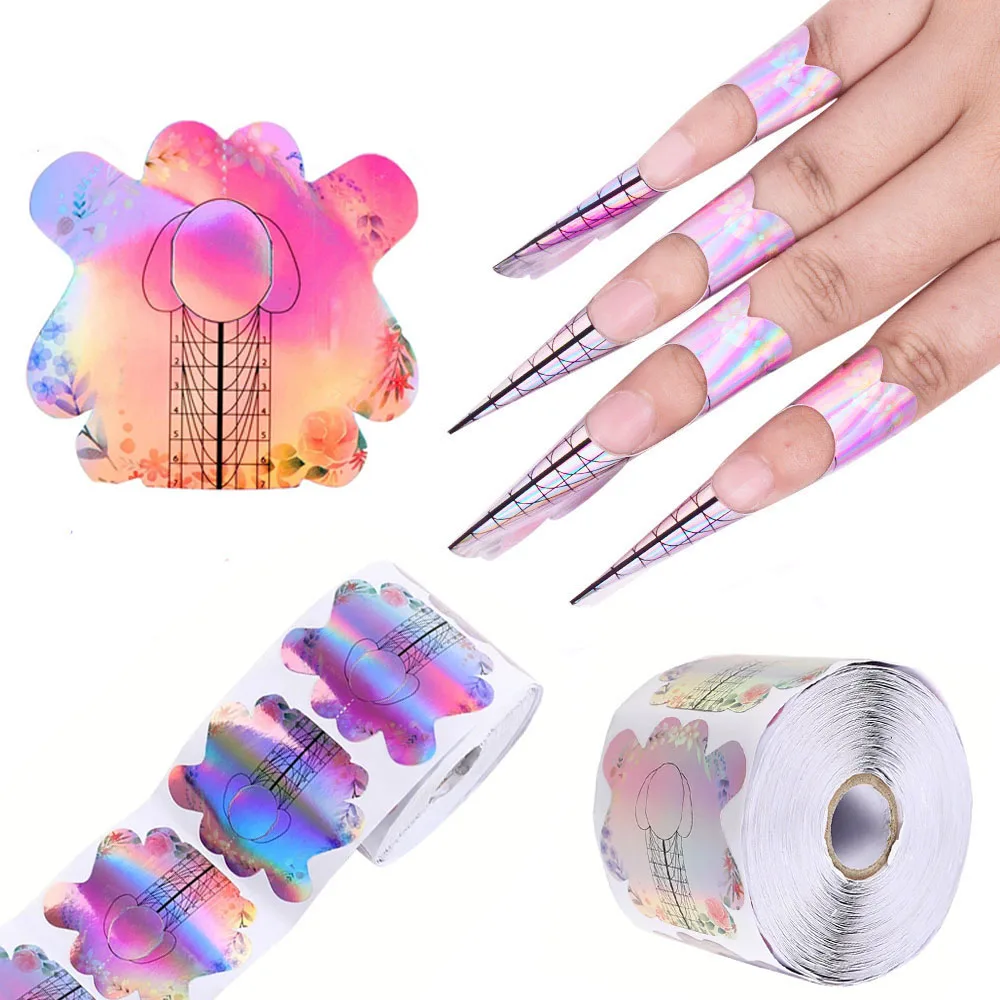 

BQAN Logo Custom Private Label OEM Extension Nail Form Roll Butterfly Nail Sculpting Forms Holographic Dual Form Nail System