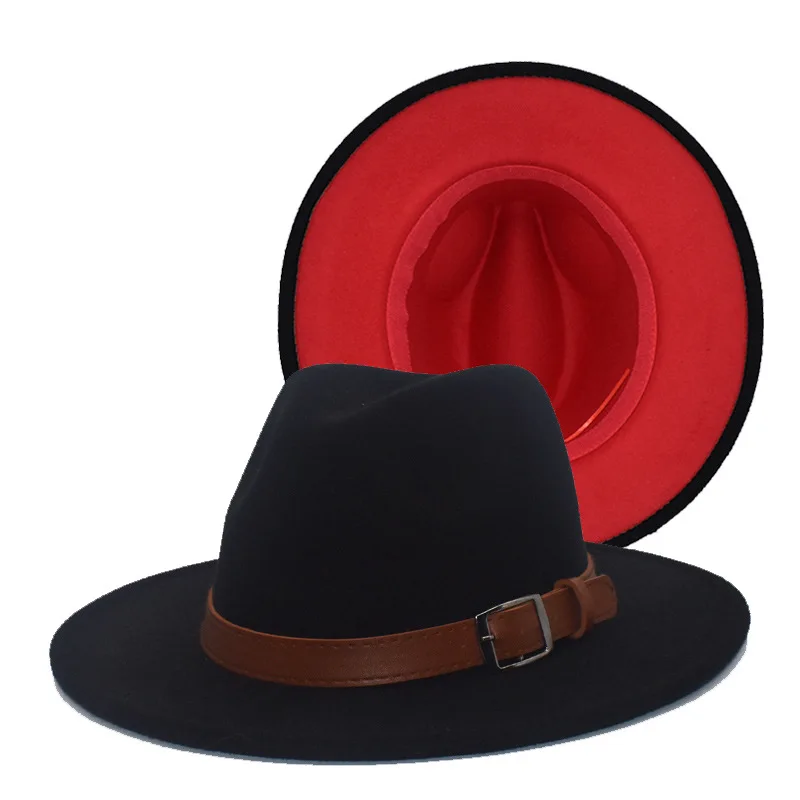 Two Tone Red Bottom Fedora Hat 