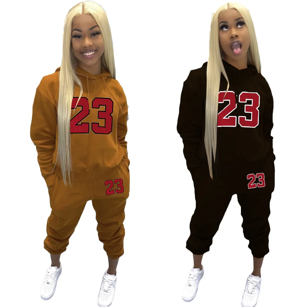 

Autumn New arrival Ribbed Sports Leisure Solid Color Women Jumpsuits Two Piece Pants Set Plus Size Women Clothing Fall 2020, Picture