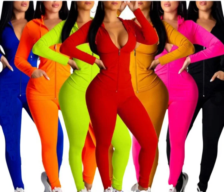 
Athletic Apparel Workout Clothing Jacket And Legging Gym Women Tracksuits 2 Piece Set For Women Hooded 