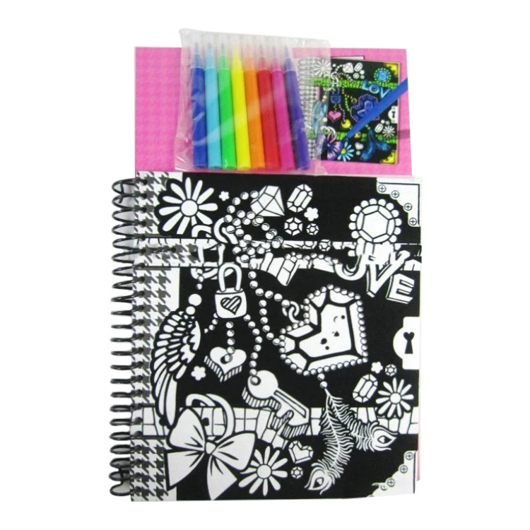 product a5 other educational toys stationery set spiral drawing book with color pen-5