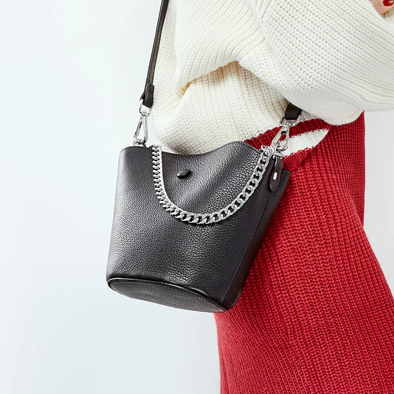 

2020 New Fashion Ladies Brown small Messenger Bucket Bag Retro leather Shoulder Bag Simple handbag wholesale, Red wine, dark green,black, brown