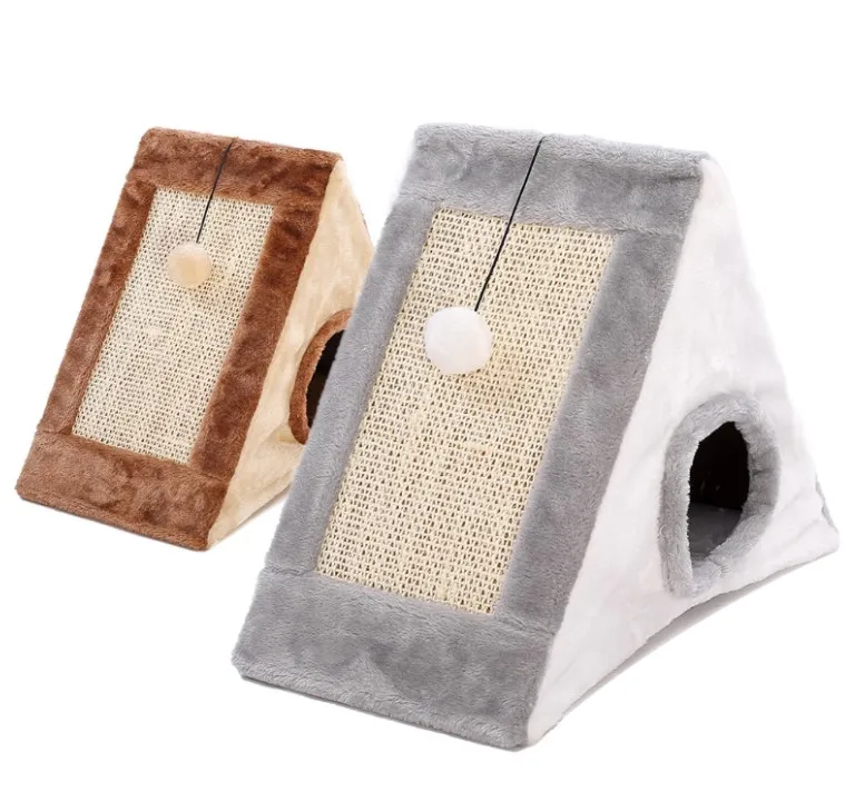 

Foldable Cat Cardboard House Condo Reversible Panel Vertical Scratching Lounger Cat Scratch, Grey+white, brown+ beige