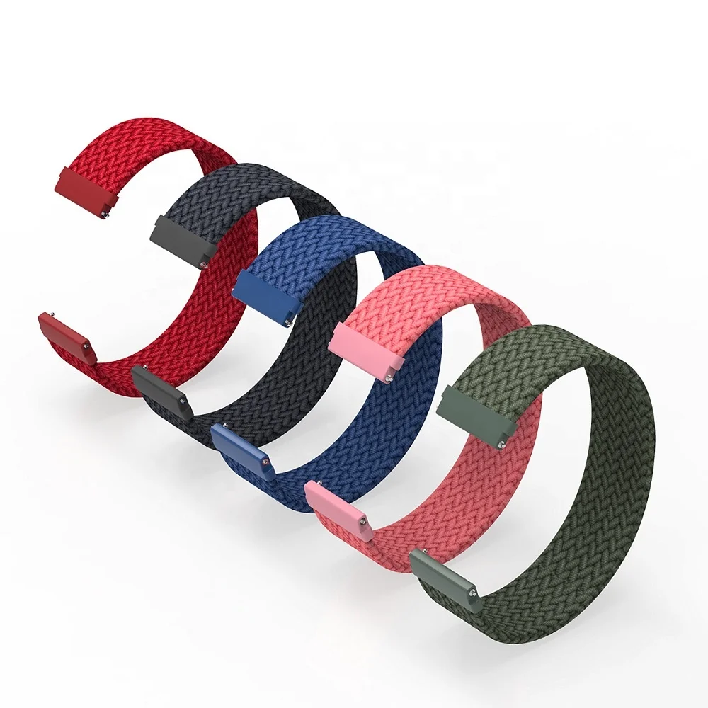 

Wholesale 20mm 22mm Elastic Bracelet Woven Braided Solo Loop Strap Watchband Watch Bands