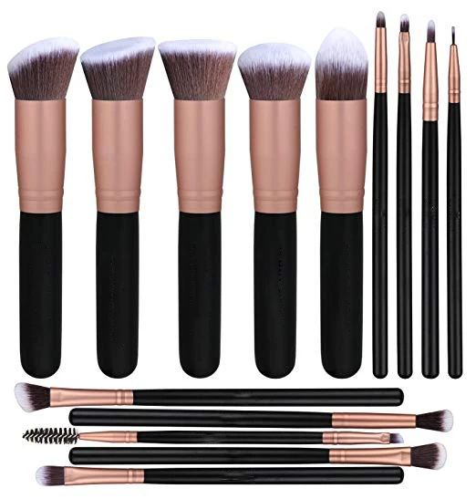 
14pcs black and gold Kabuki Synthetic hair Cosmetics Makeup brush Set  (60781072233)