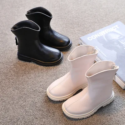 

Choushan OEM Sepatu Anak 2021 Simple Style Trade Wholesale Exports Waterproof Child Leather Shoes, Black/white