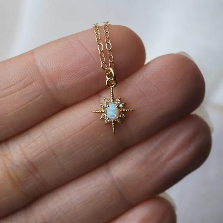 

Sterling Silver Jewelry 925 Necklace Keira Star Necklace Opal Necklace