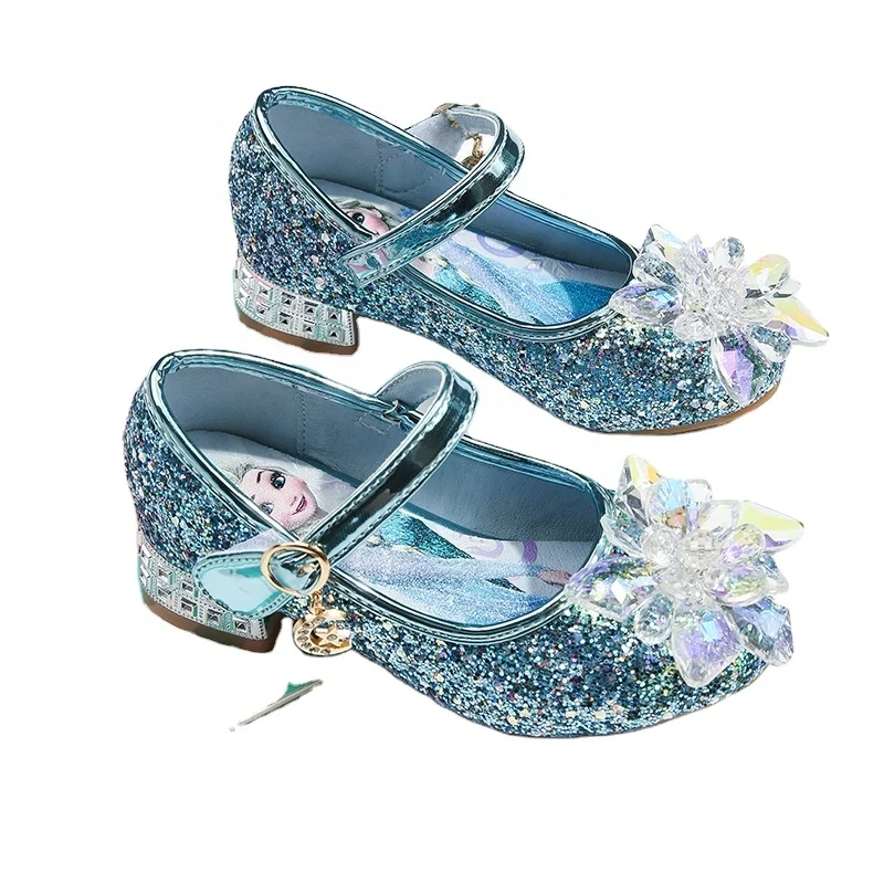 

Sparkling crystal flower girl princess shoes Little girl PROM heels Middle sized shoes for children