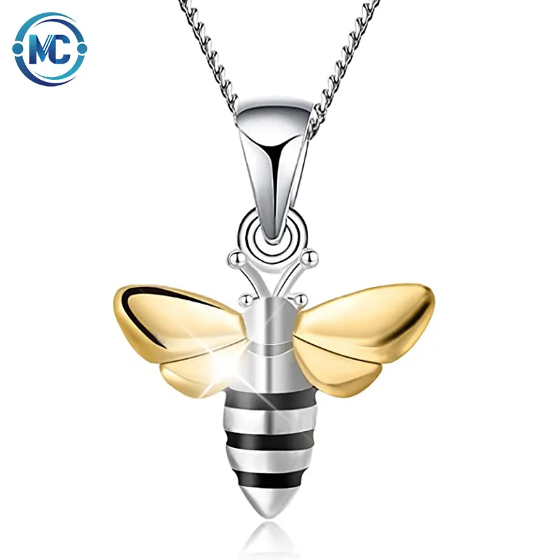 

2021 Wholesale Womens Girls Stereoscopic bee Necklaces gold bee jewelry