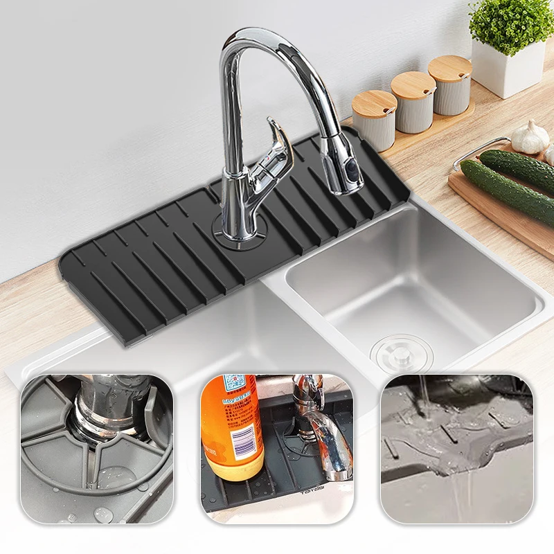 

2022 Amazon New Waterproof Catching Sink Splash Guard Drying Water Filter Pad Drain Silicone Faucet Drip Mat For Kitchen