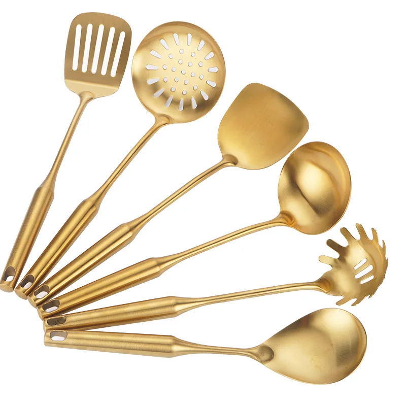 

Gold Cooking Utensils Set of 8 for Stainless Steel kitchen cookware tools, Black