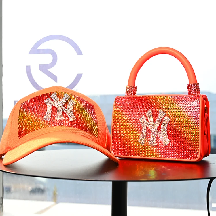 

2021 fashionable diamond ny hats and bling purses bags sets luxury ladies bags women handbags for women, Customizable