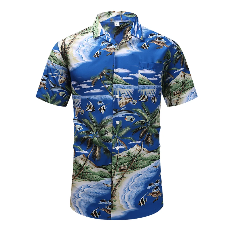 

2022 New Design tencel Hawaiian Shirt Digital Printing Summer Men Shirt, Multi color