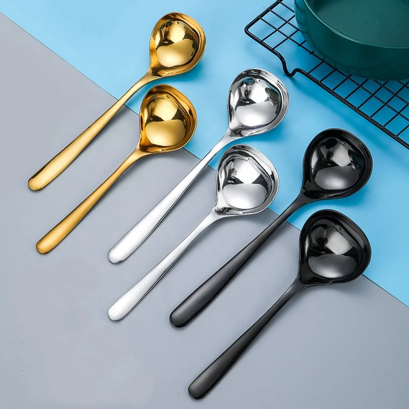 

18/10 18/8 Stainless Steel Soup Ladle Durable Rust Proof Soup Ladle Soup Serving Spoon Ladles, Natural,gold,rose gold,black,blue,rainbow,purple
