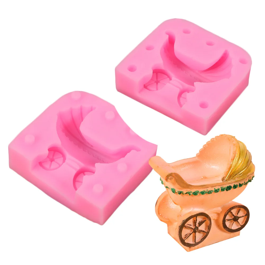 

3D Three-dimensional Crib Modeling Silicone Fondant Chocolate Cake Decoration Baby Stroller Baking Pastry Mold Accessories
