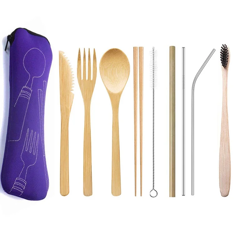 

Wholesale Hot Selling Natural Bamboo Handle Spoon Fork Set Tableware Cutlery Set, Natural color