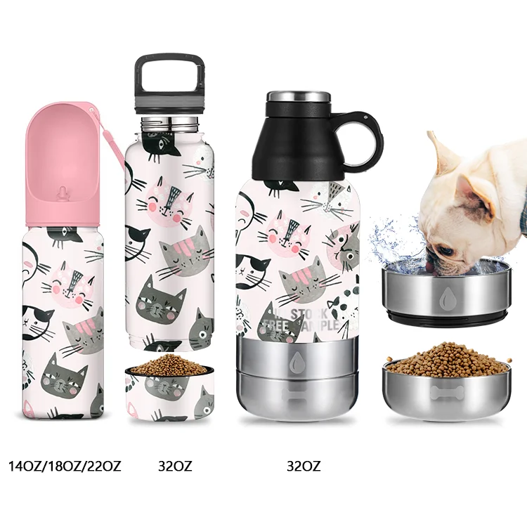 

Insulated Dog Water Bottle Feeder Stainless Steel Portable Pet Dog Portable Travel Bowl Dog Water Bottle