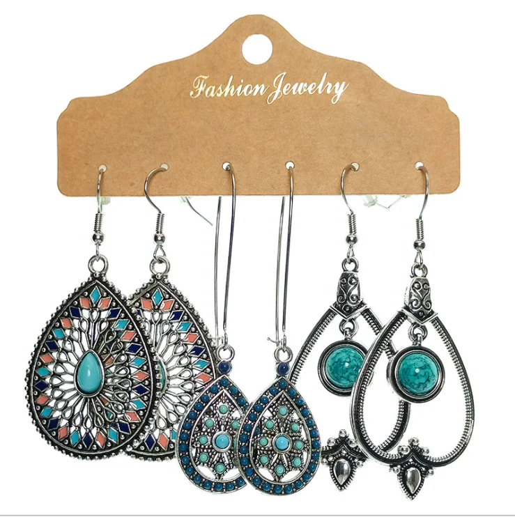 

Factory Directly Supply Retro Boho Alloy Earrings For Women Trendy 3 pairs/set Woman Earrings Jewelry Set