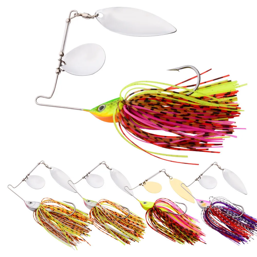 

3D Eyes Spoon Fishing Lures Spinnerbait Jig Head Hard Metal Spinner Bait for Freshwater Saltwater Bass Pike Trout Salmon, 5 color for choice