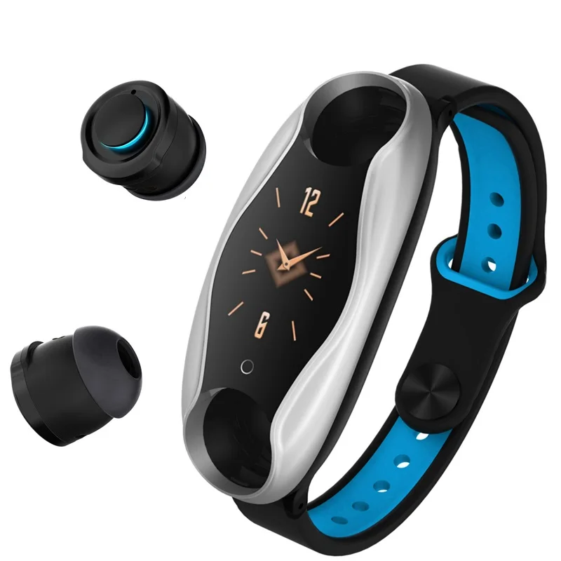 

New product ideas 2021 2 in 1 Smart watch with earbuds T90 smartwatch with earbuds earphone smart watch earbuds, Blue+black