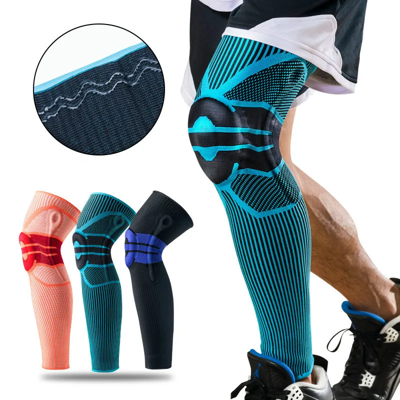 

Silicone Full Knee Brace Strap Patella Medial Support Strong Meniscus Compression Protection Sport Pads custom leg sleeve