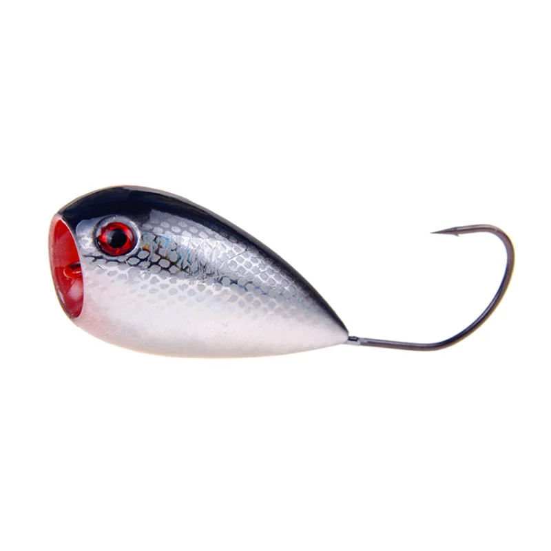 

6Colors 12.9g/8cm Artificial Topwater Popper Plastic Hard Bait With Hook 3D Eyes Bottom Bionic Bait Swimbait Fishing Lure