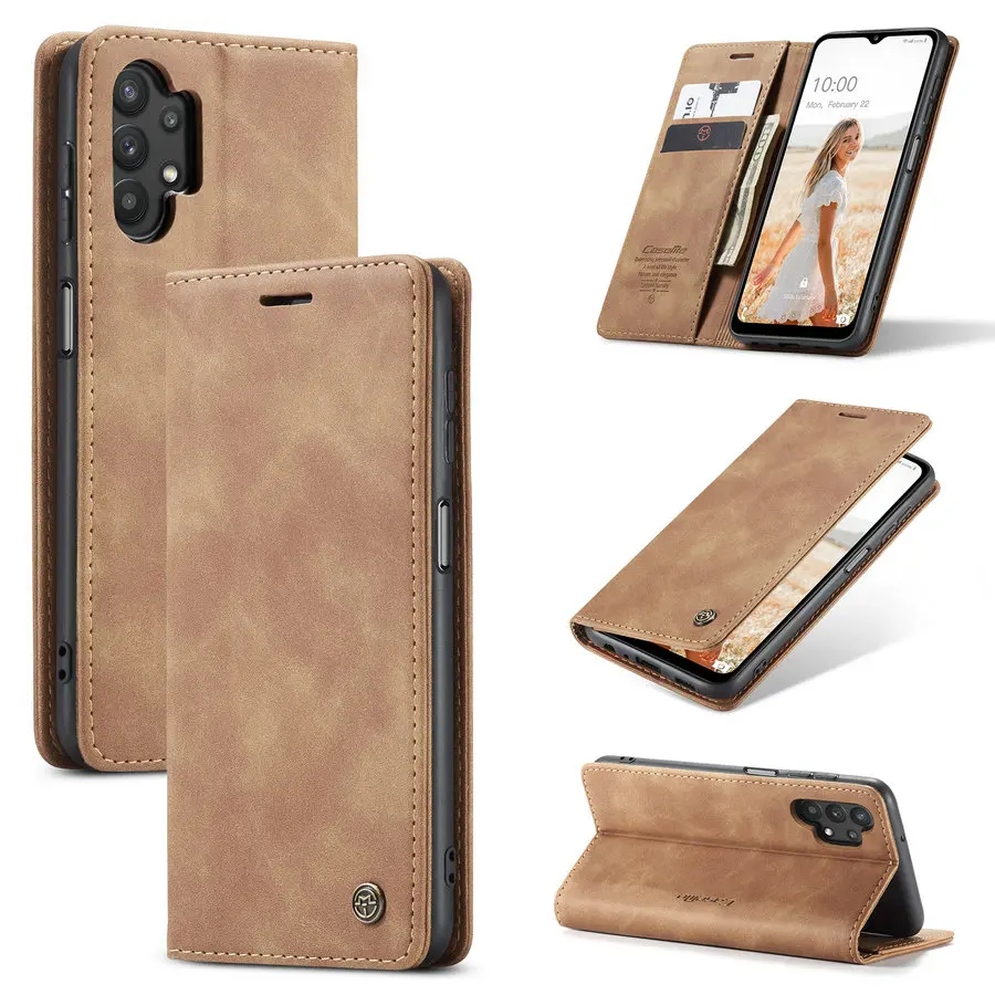 

CaseMe Magnetic Wallet Leather Case for Samsung Galaxy A32 with Credit Card Luxury Business Leather Cover for Samsung A42 A52, Black brown red blue coffee