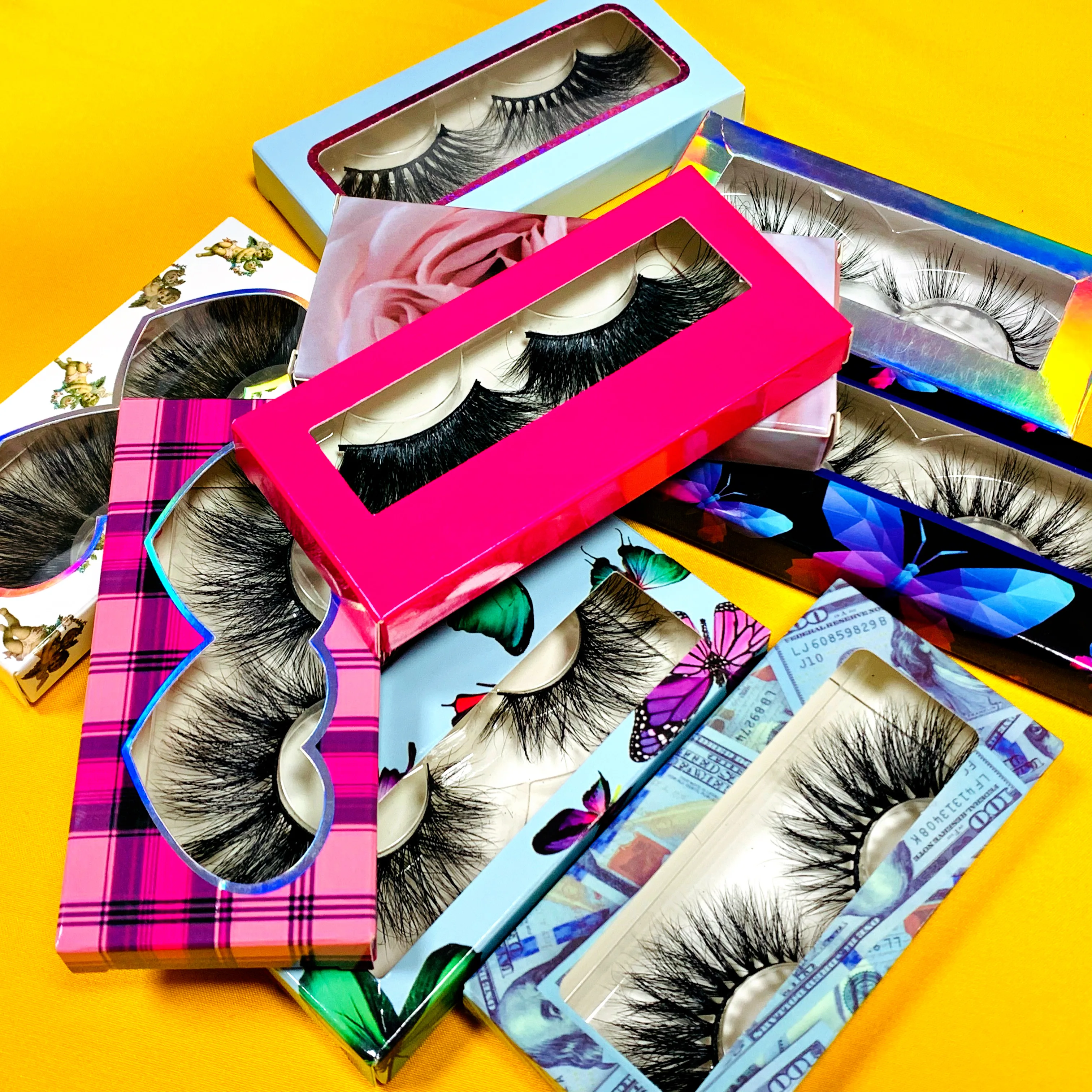 

Customized boxes private label mink full strip lashes 25mm mink eyelash vendor, Natural black