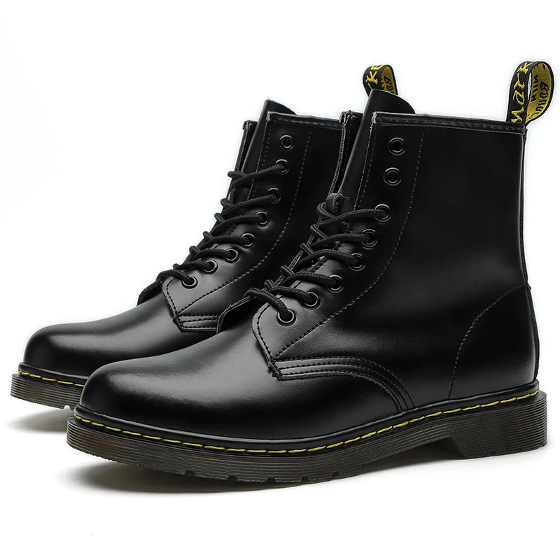 

couple shoes 8-hole motorcycle boots chunky boots women dr martens original martin boots for women shoes, Black