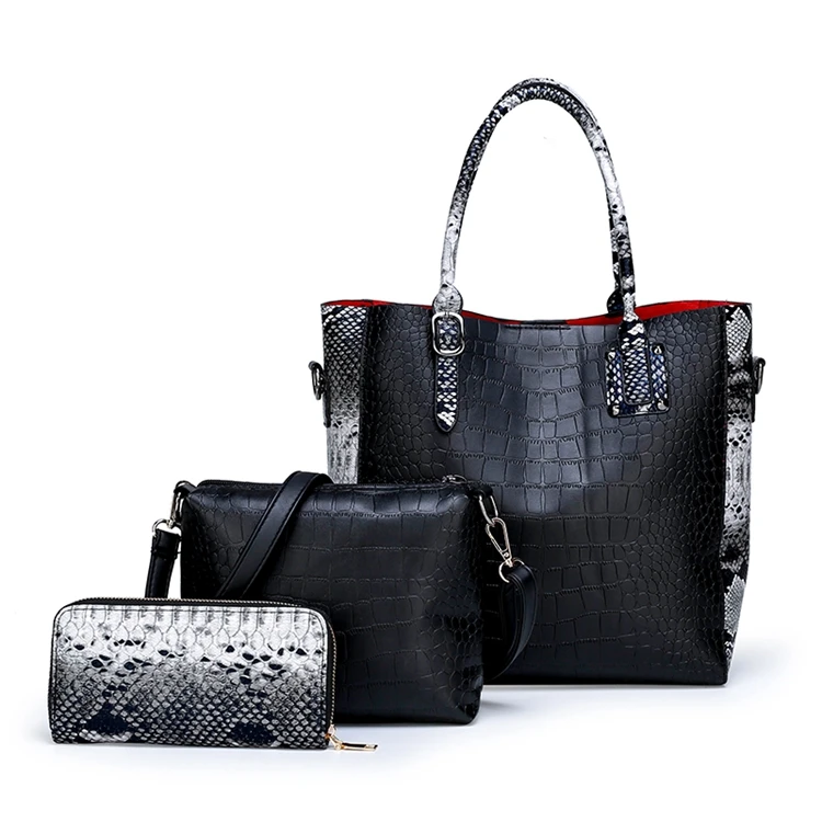 

2022 Private Label Ladies Hand Bags Set 3 Pcs Bags Women Handbags Sets Tote Bag Purses, As picture