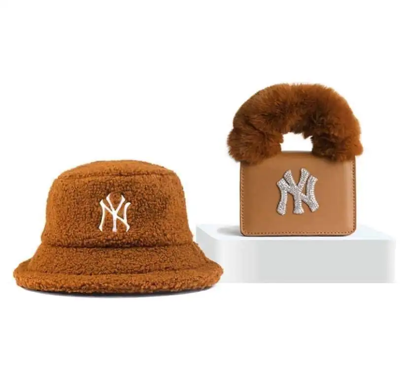 

new york ny matching ny fur purse and hat set bucket hat winter bulk hair warm women purses and hand bags ladies, Multiple