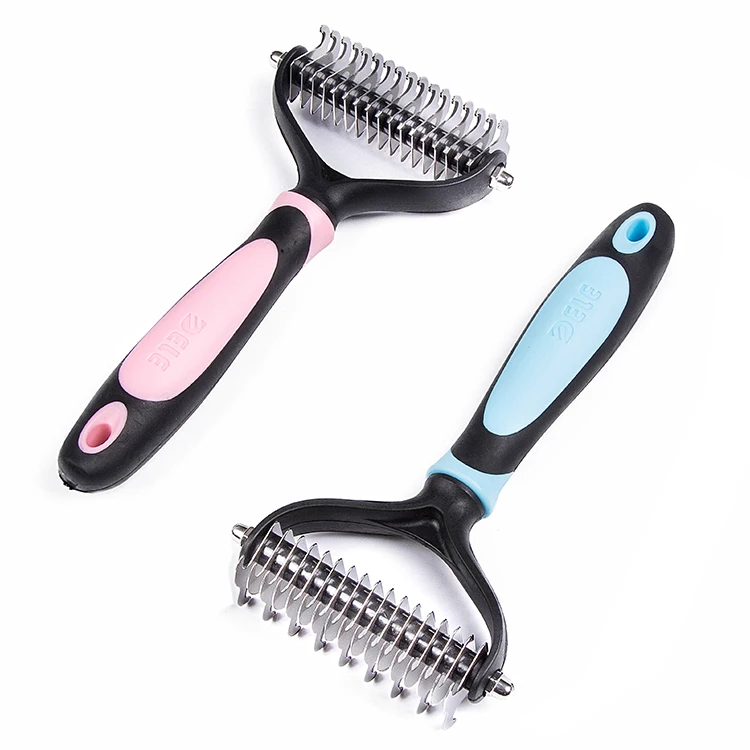 

Pet Dematting Comb with 2 Sided Professional Grooming Rake for Cats & Dogs pet deshedding tool, Pink,blue,or any color you like