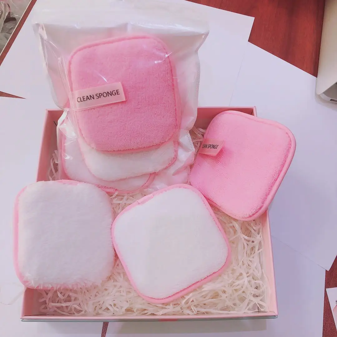 

Square Make Up Removal Sponge Cleaning Pads Tool Reusable Cloth Washable Makeup Remover Pads, Variety color choice