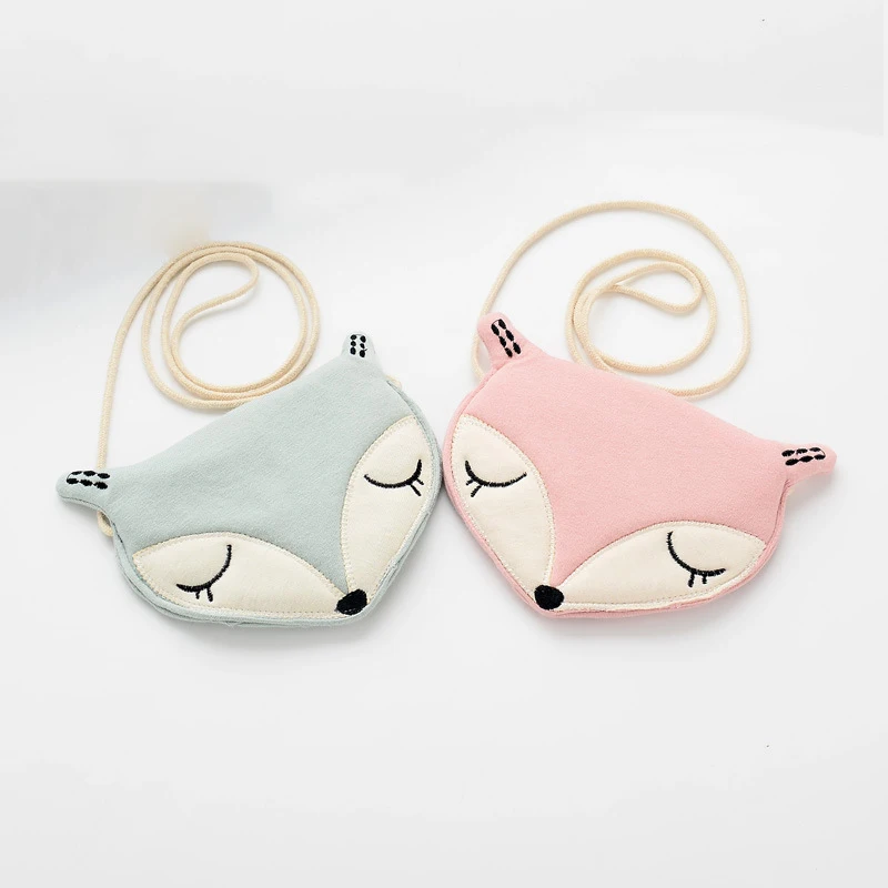 

Cute Fox Portable Anime Cartoon Zero Wallet Fashion Funny Small Kids Crossbody Mini Coin Purse Bag, Blue and pink