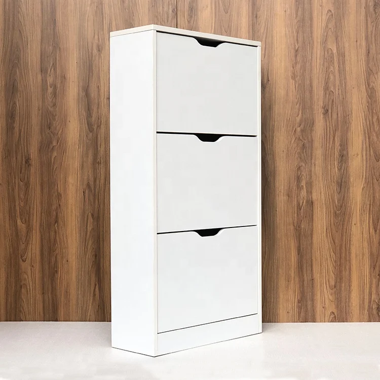 
Space-saving Melamine Shoe Storage Cabinets Modern Design White 3 Tier Wood Shoes Racks 