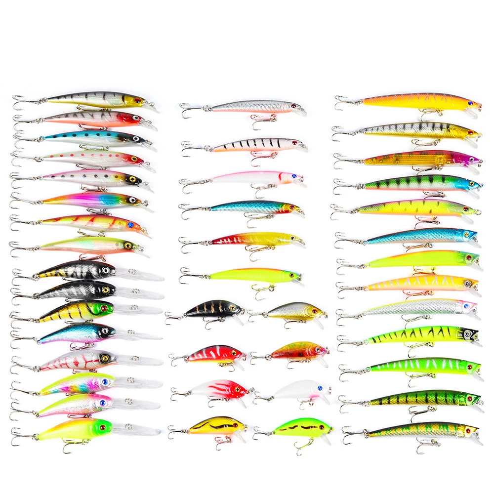 

ABS material 43pcs lures minnow bait 3D lure eyes fishing lure sets, Vavious colors