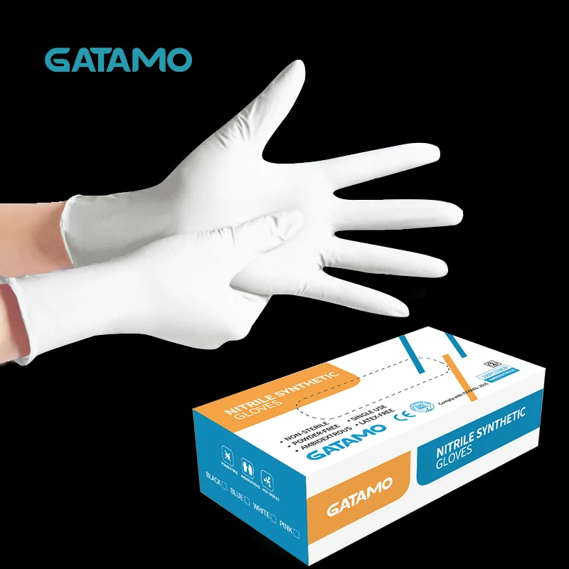 

G7 White Nitrile Gloves Wholesale Food Hand Nitrile blend Gloves Powder Free Vinyl Gloves