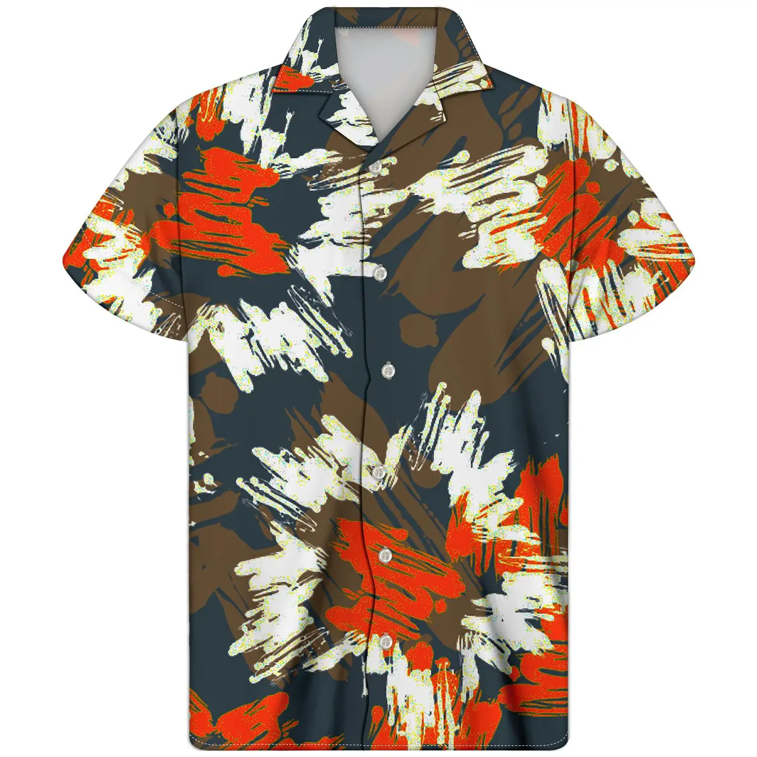 

Thikin Short Sleeve Full Color Oil Painting Printing Sweat Shirts Men's Newly Design Men's Stylish Casual Hawaiian Shirt