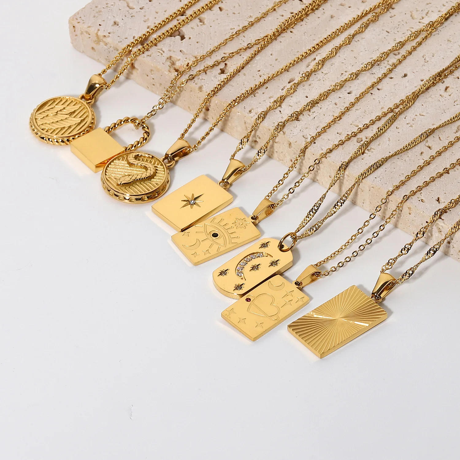 

18k Gold Plated Stainless Steel Necklace Fashion Personality Pendant Necklace Fine Jewelry